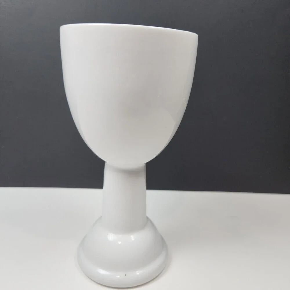 Autom Church Goblet Chalice 6 inch Ceramic White Gold Cross Blessing Cup